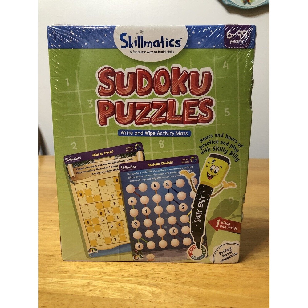 Skillmatics Sudoku Puzzles Write and Wipe Re-use Erase Activity Mats Sealed